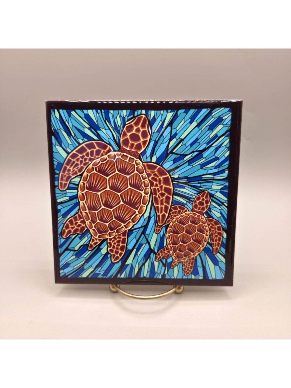 Islander Hawaii Honu Sea Turtle Decorative Ceramic Tile Wall Art Cork Back 6 x 6